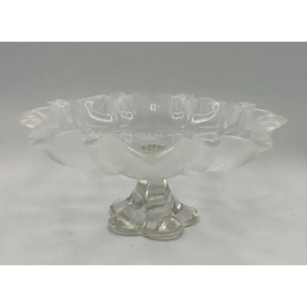 Mikasa Christmas Story‎ Frosted Edge Footed Clear Crystal Candy Dish Bowl